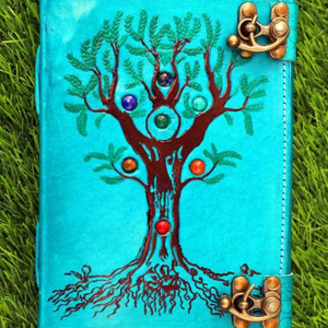 สมุดบันทึกหนังแท้ลายต้นไม้ 7 จักระ สมุดบันทึกปกแข็งแบบบาง ขายส่ง - Product Image 1