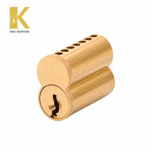 Cylindre de serrure de porte à remplacement rapide, laiton satiné, 7 goupilles, clé D, SFIC, pour la sécurité des portes commerciales - Product Image 1