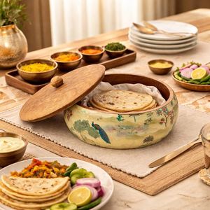 Premium Rustic Wooden Chapati Hotpot <b>Box</b> Roti Storage <b>Container</b> Handmade Eco Friendly Kitchen Serving Food Warmer <b>Box</b> - Product Image 6