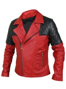 เสื้อแจ็คเก็ตหนังบุผ้าลายเพชรสำหรับผู้ชาย - Product Image 2