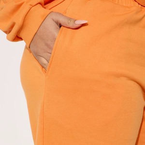 Ensemble de survêtement orange pour femmes, taille plus, col rond, sweat-shirt à manches longues avec poches latérales, taille élastique, vêtements décontractés pour l'automne - Product Image 6