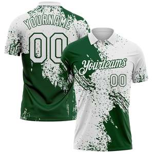 Polo de football personnalisé vert et blanc sublimé pour homme, séchage rapide, vêtement d'équipe, manches courtes, col rabattu, chemise adulte - Product Image 1