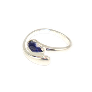 Bague ajustable en argent plaqué 925 avec pierre précieuse sodalite naturelle de forme fantaisie, style minimaliste, pour femmes et filles, vente en gros - Product Image 3