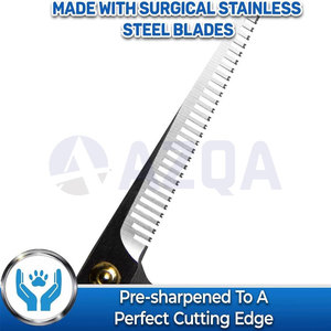 Ciseaux de barbier professionnels en acier inoxydable 4Cr13, 28 dents, pour texturiser les cheveux, pour droitiers, manche en plastique noir, pointe arrondie - Product Image 3