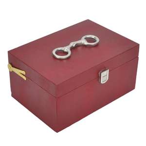 Multifunctional Style <b>Large</b> Storage Boxes & <b>Bins</b> Red Color Pure Leather Customizable Luxury Gift Box Silver Horse Bit Handle - Product Image 4
