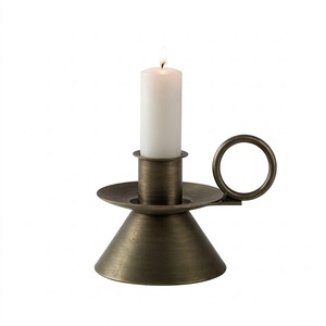 เชิงเทียนทรงกรวยโลหะอะลูมิเนียมเคลือบสีบรอนซ์พร้อมหูจับทรงกลม สำหรับงานขึ้นบ้านใหม่ งานแต่งงาน การจัดดอกไม้ งานวันเกิด - Product Image 6