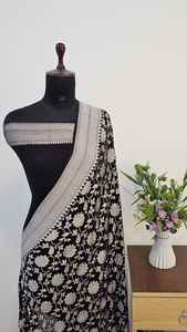 Chiffon Georgette Banarasi Khaddi 100% Puro de Primera Calidad, Tejido Artesanal Tradicional, Protección Solar, Secado Rápido, Para Todas las Estaciones - Product Image 6