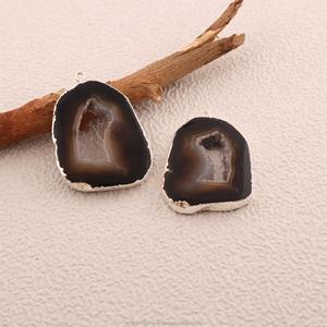 Colgante de Ágata Plateada, Druzy Geode, Colgante de Piedra de Cristal Marrón, Suministro de Joyería con Piedras Preciosas - Product Image 5