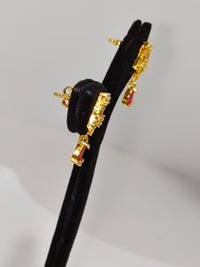 Authentic 22K Solid Gold <b>Drop</b> <b>Earrings</b> for Women Classic Style Floral Design Wedding Anniversary Party Bridal Jewelry - Product Image 2