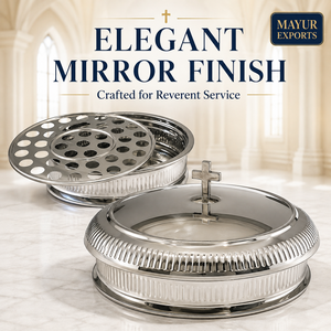 Bandeja de Comunión de Acero Inoxidable con 40 Compartimentos, Plato para Servir con Tapa y Asa en Forma de Cruz, Tamaño Personalizado - Product Image 6