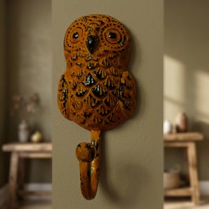 Vintage Handmade Cast Iron Owl Wall Hook Eco-Friendly Adjustable Single Hook Decorative Hanger - Product Image 1