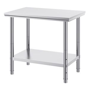 โต๊ะเตรียมอาหารสแตนเลสแบบหนาพิเศษ ขนาด 900x600x800 มม. รับน้ำหนักได้ 700 ปอนด์ ปรับระดับได้ 3 ระดับ สำหรับครัวเชิงพาณิชย์ ผลิตจากเหล็กกล้า - Product Image 2