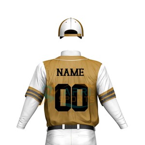 Custom Men's <b>Baseball</b> Uniform Set Gold White Striped Full Sleeve Sublimated Breathable Polyester Jersey Pants All Seasons Adult - Product Image 6