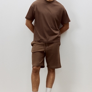 Shorts et T-shirt Athlétiques Vintage Oversize en Polyester Imprimé Personnalisé, Anti-Plis, Impression Numérique, Logo Avant, Rose Bébé, Cordon de Serrage - Product Image 4
