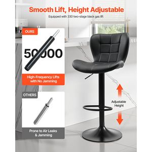 Set of 2 Modern PU <b>Leather</b> Counter Height Swivel <b>Bar</b> <b>Stools</b> Kitchen Barstool with Adjustable Back Footrest for Use As <b>Bar</b> Chair - Product Image 4