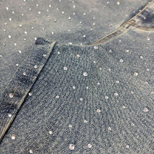 Shorts Bermuda en jean délavé pour homme avec motif à pois, taille mi-haute, fermeture boutonnée, style décontracté, tissu en toile 100% coton - Product Image 3