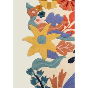 Tapis tufté à la main, motif floral multicolore aux couleurs de la coqueluche, tapis artisanal pour salon, décoration intérieure rectangulaire haut de gamme - Product Image 3