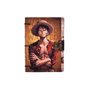 A5 Paper <b>Notebook</b> Anime Pirate Character Design Wanted Theme Journal Eco Friendly <b>Diary</b> | Metal Lock Closure Recycled Paper Book - Product Image 1