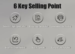 Imprimante d'étiquettes d'expédition thermique directe de 4 pouces avec garantie de deux ans, USB BT WIFI, compatible avec Windows, Android, IOS - Product Image 2