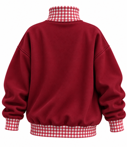 เสื้อสเวตเชิ้ตผู้หญิง Alpha Sigma Tau สีแดงเลือดหมู ผ้าฟลีซโพลีเอสเตอร์ คอตั้ง สีแดงขาวล้วน แบบสวม ทรงฤดูใบไม้ร่วง - Product Image 5