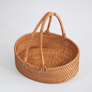 Panier à fleurs en rotin tressé, pièce de rangement multifonctionnelle, paniers à fruits artisanaux - Product Image 3