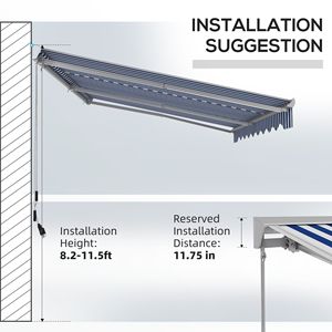 16.5FT X 10FT Electric Retractable <b>Awning</b> with LED Lights and Remote Controller Blue/White for Door & <b>Window</b> - Product Image 4