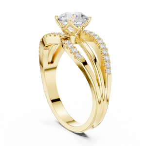 Anillo de compromiso clásico minimalista de oro amarillo de 14 quilates con diamante cultivado en laboratorio, anillo de diamantes Eterna Twist, anillo de diamantes entrelazados atemporales - Product Image 4