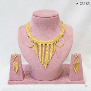 Conjunto de Joyería de Zirconia en Tono Dorado, Collar y Pendientes con Flecos de Aleación, Moderno, para Mujer, Regalo para Fiesta - Product Image 3