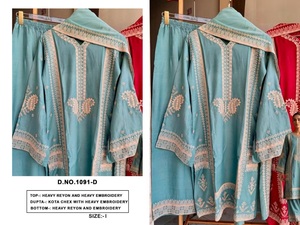 Dhwaja Export <b>Women</b> Pakistani Paisley Motif Embroidery <b>Kurti</b> - Product Image 4