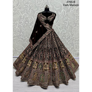 Collections de velours de vêtements de mariée indiens pour la mariée avec le travail de Zarkhan par Fabzone - Product Image 4