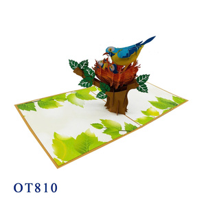 Tarjeta Pop-up de la Familia de Aves, Artesanía en Papel, Regalos de San Valentín, Día de la Madre, Acción de Gracias, Vietnam - Product Image 2