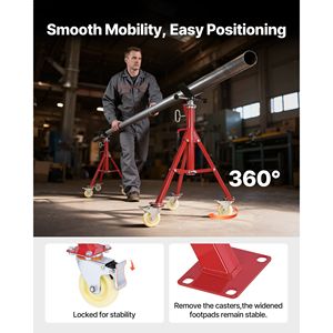 Adjustable Height 20-37 Inch 2500LBS Casters Folding Portable <b>Pipe</b> Jack <b>Stands</b> V-Head <b>Pipe</b> Jack <b>Stand</b> Pallet Jack Product - Product Image 5