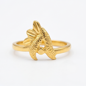 DIVYORO Anillo clásico con textura floral ligero chapado en oro de 22 quilates para mujer, para múltiples ocasiones - Product Image 1