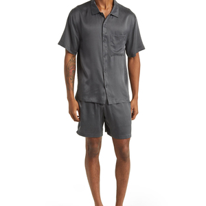 Pijamas de seda helada para hombre, de verano, manga corta, talla grande, holgados, conjunto de ropa de dormir para el hogar, con la mejor calidad, precio al por mayor, OEM - Product Image 1