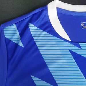 Men Soccer Jersey Blue Geometric Print Sublimated Moisture Wicking Short Sleeve Crew Neck <b>Athletic</b> Fit Adults All Seasons - Product Image 3