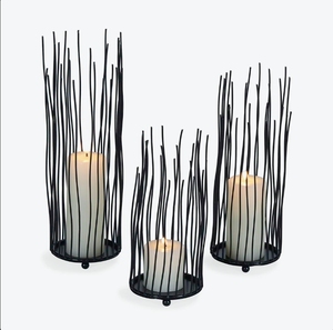 Modern Black Wire Handmade Eco-Friendly Durable Pillar Candle Holder Set Abstract Branch Design <b>Hurricane</b> <b>Lanterns</b> Home Decor - Product Image 2