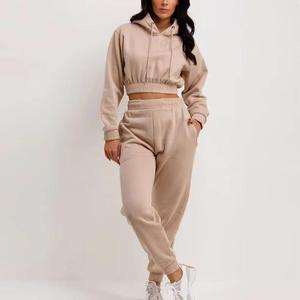 Latest Oem New Trending Zip up <b>Jacket</b> Custom logo Vintage Sun Faded Blank Sweatpants Two Piece Crop pink Hoodie Set for Women - Product Image 3