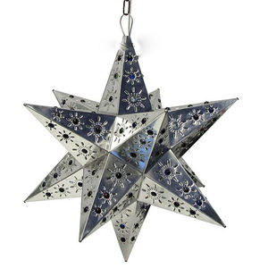 Boule de Noël décorative en métal en forme d'étoile, finition argentée, qualité export, vierge pour sublimation - Product Image 1