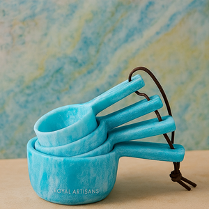 Ensemble de bols à collation en résine bleue polie et écologique de luxe, 3 pièces, bols de service décoratifs faits à la main et plateau pour fruits secs et bonbons - Product Image 5