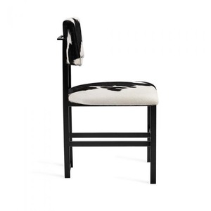 Modern Upholstered <b>Dining</b> <b>Chair</b> with Cowhide Pattern Metal Frame Contemporary Leather <b>Dining</b> <b>Chairs</b> - Product Image 4