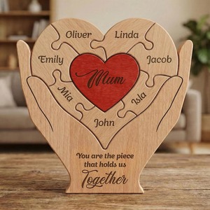 Escultura de Corazón de Madera, Figura Romántica de Pareja Enamorada para Decoración del Hogar, Regalo de Boda, Adorno de Madera Natural para Mesa, Repisa o Oficina - Product Image 3
