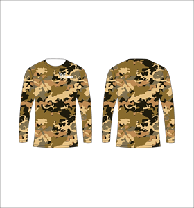 T-shirt à manches longues personnalisé marron beige à motif, anti-humidité, haute performance, pour entraînement sportif et fitness - Product Image 1