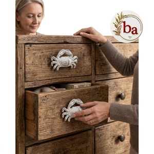 Pomo de gabinete ajustable de hierro fundido blanco envejecido Ba, estilo cangrejo, manija novedosa para muebles de cocina de estilo costero - Product Image 2