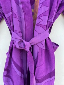 Seda Púrpura Kimono Largo Kimono Chaqueta Kimonos Cardigan Beach Cover Up - Product Image 4