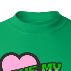 เสื้อสเวตเชิ้ตคอกลมกราฟิกสีชมพูและสีเขียว Green Love My Pink & Green แขนยาว ปลายแขนแบบริบ ผ้าฟลีซลำลองสำหรับผู้หญิง แฟชั่นสตรีท - Product Image 4