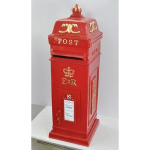 Floor Display Antique <b>Post</b> <b>Box</b> With Crown Design And Key Lock Front Access Decorative Red Letter <b>Box</b> Wedding Event Decoration - Product Image 5