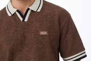 Polo de Manga Corta para Hombre, Color Marrón, Tejido 100% Algodón, con Cuello y Puños en Contraste, Uniforme Casual para Escuela Secundaria - Product Image 6