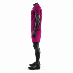 Ensemble de maillots de football pour hommes, rose, imprimé animal/léopard/floral, logo sur le devant, manches courtes, évacuation de l'humidité, 100% polyester, coupe athlétique - Product Image 4