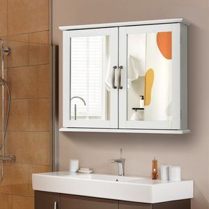 Mobiletto a Specchio a 2 Ripiani da Parete con Maniglie, Elegante Arredo Bagno - Product Image 6