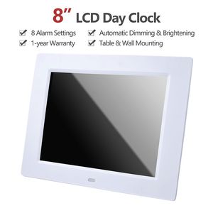 8 Inch White LCD Desk & <b>Table</b> <b>Clock</b> - Product Image 2